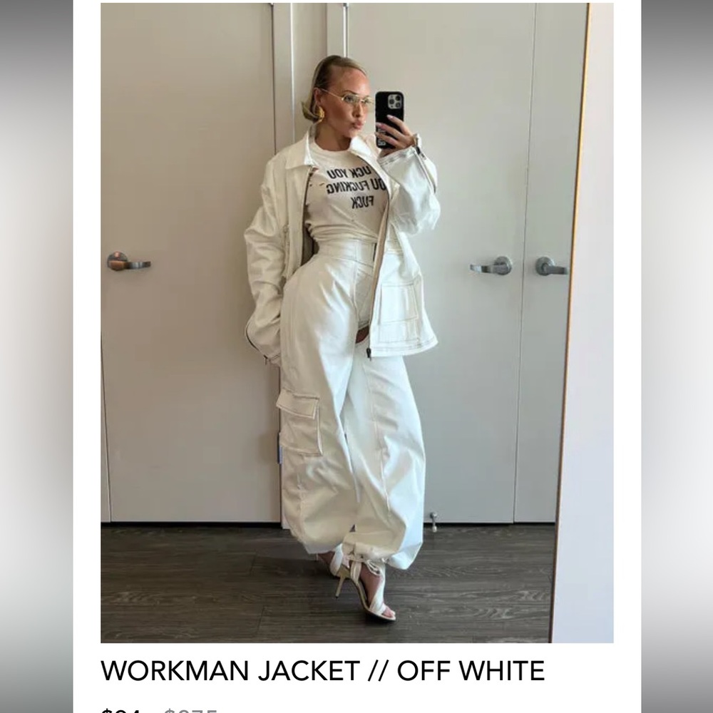 Laina Rauma workman oversized off white denim jacket